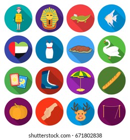 textiles, cafes, hobbies and other web icon in flat style.tourism, leisure, business, icons in set collection.