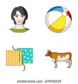 textiles, entertainment, hairdresser and other web icon in cartoon stylemilk, horns, business,. icons in set collection.