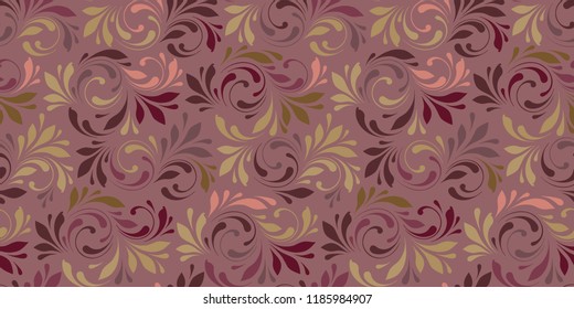 Textiles floral pattern. Elegance line ornament fol design plant texture. Decorative fashion background for fabric, wrapping, paper and wallpaper. Swirly flowers print.