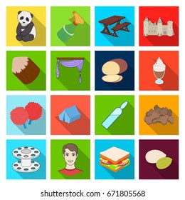 textiles, history, business and other web icon in flat style.peel, tourism, nature icons in set collection.