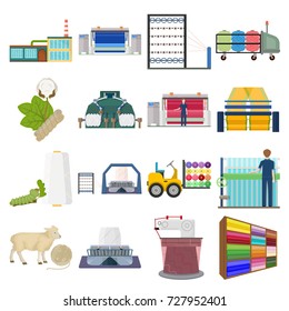 Textiles, industry, factory and other web icon in cartoon style.Plant, mill, building, icons in set collection.