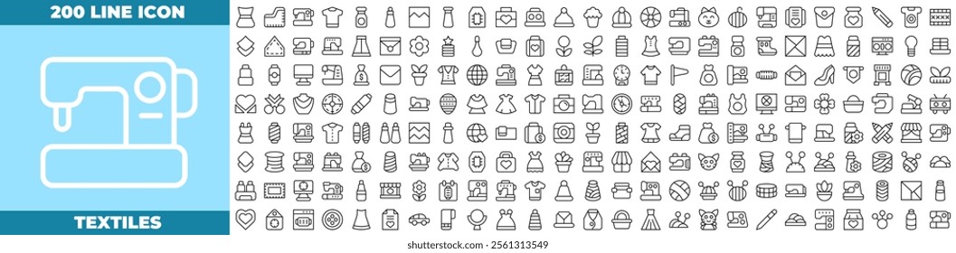 Textiles Line Editable Icons set. Vector illustration in modern thin line style of textiles icons: sewing, fabric, machine, etc