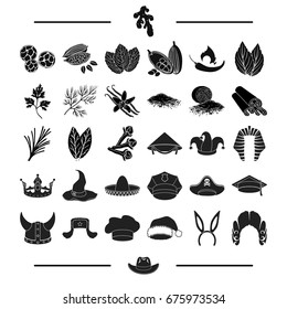 textiles, tailoring, history and other web icon in black style.professor, plants, condiments icons in set collection.