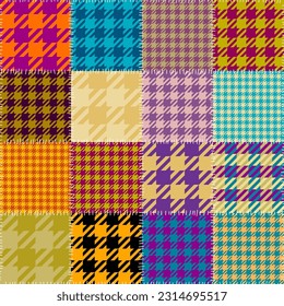 Textille patchwork pattern. Seamless Vector image. Gingham plaid pattern.