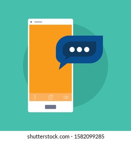 Texting flat illustration concept. Sms, instant messaging app, texting service