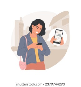 Texting on the way isolated cartoon vector illustration. Beautiful girl texting on way, getting feedback message from followers, digital lifestyle, social media communication vector cartoon.