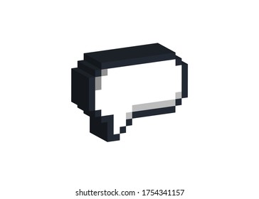 Texting quote boxes. Quote box frame.  Bubble blog quotes symbols. Pixel art 3D icon.