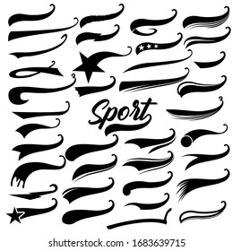 Texting tails. Typography tails shape for football or athletics sport team sign text