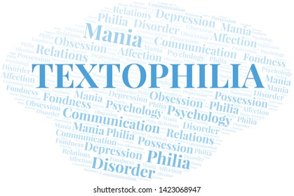 Textophilia word cloud. Type of Philia.