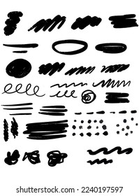 Textura de rayones con plumon.  Líneas de vectores, Set of hand drawn scribble textures Collection of brush strokes, abstract elements,