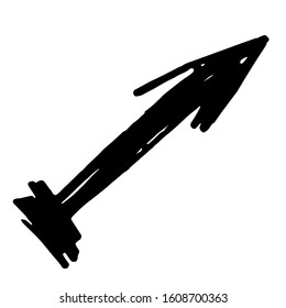 Textural arrow from drawn hands. Guide or traffic sign for an icon or button on a site. Vector arrow on a white background.