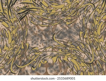 Textural background with animal and floral elements for invitation cards or fabrics. Tropical motifs in pastel tones for fashion trends, business concepts, covers, textiles,  interiors, tiles, prints