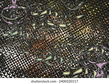 Textural background with colored dots and floral elements for textiles or fabrics. Grungy backdrop for business concepts, covers, fashion trends, holidays or events, scrapbooking or carpets, interiors