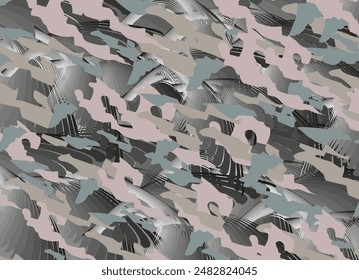 Textural camouflage background with wing elements for textiles or prints. Dark colored-gray backdrop for fashion, business concepts, covers, scrapbooking, interiors, fabrics, tiles, posters, etc.