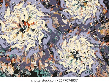 Fundo floral textural para tecidos ou capas. Motivos florais de cor escura para tendências de moda, conceitos de negócios, têxteis, tapetes, soluções interiores, azulejos, impressões em camisetas, etc. Vetor