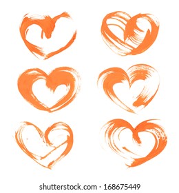 Textural heart drawn thick orange paint 
