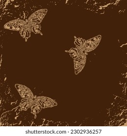 texture abstract grunge background, butterflies, vector background
