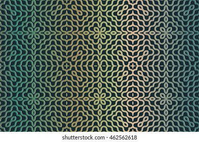 texture abstract pattern of elements of wavy lines on a dark green background