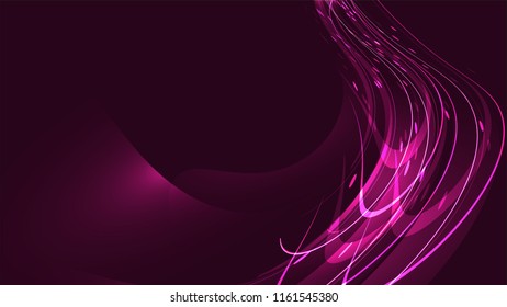 Texture abstract purple cosmic magical glowing mottled bright radiant neon lines spirals waves strips of threads of energy patterns and copy space. The background. Vector illustration.