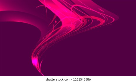 Texture abstract purple cosmic magical glowing mottled bright radiant neon lines spirals waves strips of threads of energy patterns and copy space. The background. Vector illustration.
