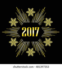 Texture with abstract snowflake and inscription 2017