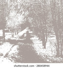 texture of alley surrounded by trees for the background