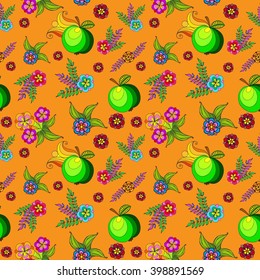 Texture, apple, flowers, background, orange