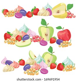 texture with apples, currants, strawberry, plums and fruit zephyr.