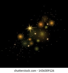 Texture background abstract black. Dust gold. Sparkling magical dust particles. Magic concept. Abstract background with bokeh effect.