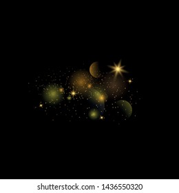Texture background abstract black. Dust gold. Sparkling magical dust particles. Magic concept. Abstract background with bokeh effect.