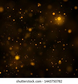 Texture background abstract black and gold Glitter and elegant for Christmas Dust white. Sparkling magical dust particles Magic concept Abstract background with bokeh effect. Vector 