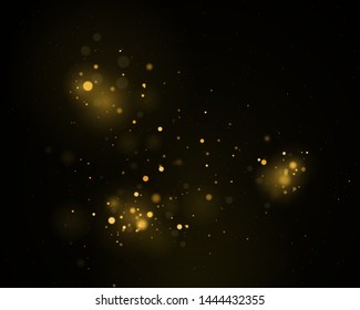 Texture background abstract black and  gold Glitter and elegant for Christmas Dust white. Sparkling magical dust particles Magic concept Abstract background with bokeh effect. Vector 