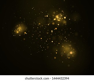 Texture background abstract black and  gold Glitter and elegant for Christmas Dust white. Sparkling magical dust particles Magic concept Abstract background with bokeh effect. Vector 
