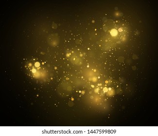 Texture background abstract black and  gold Glitter and elegant for Christmas Dust white. Sparkling magical dust particles Magic concept Abstract background with bokeh effect. Vector 