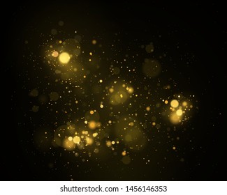 Texture background abstract black and  gold Glitter and elegant for Christmas Dust white. Sparkling magical dust particles Magic concept Abstract background with bokeh effect. Vector 