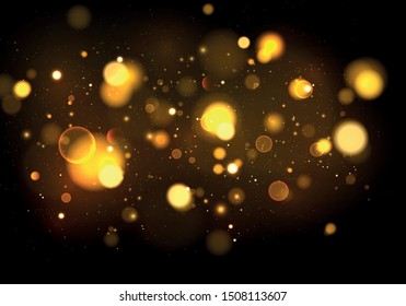 Texture background abstract black, gold, white. Glitter and elegant for Christmas. Golden sparkling magical dust particles. Magic concept. Abstract background with bokeh effect. Vector