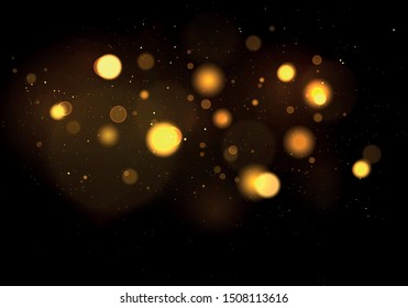Texture background abstract black, gold, white. Glitter and elegant for Christmas. Golden sparkling magical dust particles. Magic concept. Abstract background with bokeh effect. Vector