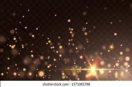 Texture background abstract black and gold Glitter and elegant for Christmas Dust white. Transparent background. Sparkling magical dust particles Magic concept Abstract background with bokeh effect