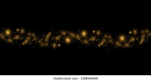Texture background abstract black and golden Glitter and elegant for Christmas. Dust white. Sparkling magical dust particles. Magic concept. Abstract background with bokeh effect.