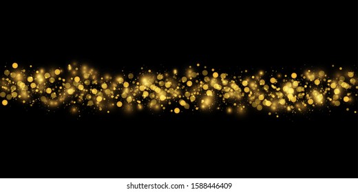 Texture background abstract black and golden Glitter and elegant for Christmas. Dust white. Sparkling magical dust particles. Magic concept. Abstract background with bokeh effect.