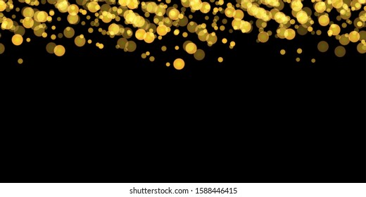 Texture background abstract black and golden Glitter and elegant for Christmas. Dust white. Sparkling magical dust particles. Magic concept. Abstract background with bokeh effect.