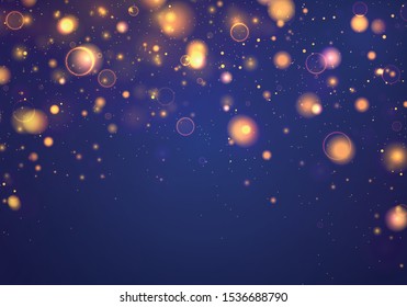 Texture background abstract blue, yellow, gold Glitter and elegant for Christmas. Dust white. Sparkling magical dust particles. Magic concept. Abstract background with bokeh effect. Vector