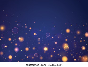 Texture background abstract blue, yellow, gold Glitter and elegant for Christmas. Dust white. Sparkling magical dust particles. Magic concept. Abstract background with bokeh effect. Vector