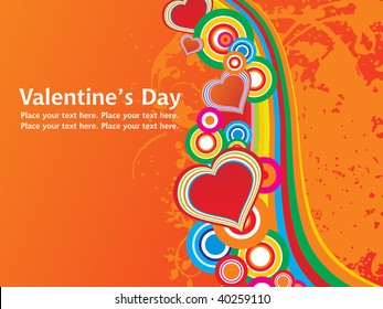 texture background with colorful stripes, circle and heart shape