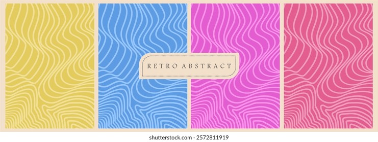 Texture Background: Curved lines, waves, abstract waves with classic retro colors. Flyer, wall decor, brochure, design