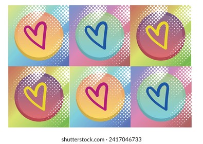 
Texture background. Desktop wallpaper for teenage girls. Women's fashion style. Eye design color. Multicolor design with hearts