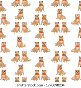 
Texture, Background, funny dog ​​Shiba Inu. Postcard, sticker, wrapping paper, cover, print. Vector