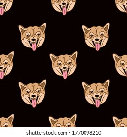 
Texture, Background, funny dog ​​Shiba Inu. Postcard, sticker, wrapping paper, cover, print. Vector