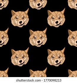 
Texture, Background, funny dog ​​Shiba Inu. Postcard, sticker, wrapping paper, cover, print. Vector