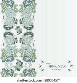 Texture, background, invitation. Flowers and patterns, doodle. Green, emerald color. Beautiful, simple postcard. 